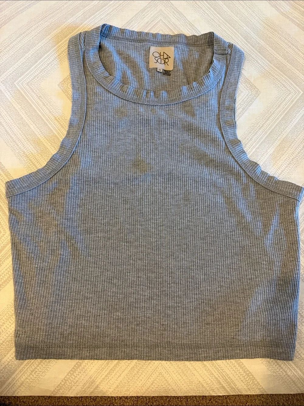 Chaser Women’s Gray Ribbed Tank Top Medium – Oversized Armholes